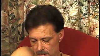 Mature brunette pussy licked before sucking old man's dick
