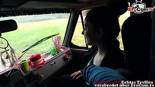 German teen Hitchhiker pick up and fuck in car with grandpa