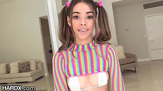95lb Petite Teen Harmony Wonder Takes Huge Cock in Rough Anal Gape - HardX