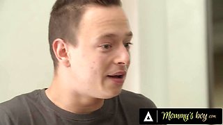 Kinky MILF with big tits teases hung stepson with naked yoga