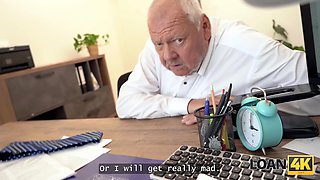 LOAN4K. Petite whore Mina K is doing dirty things in the office to get the loan