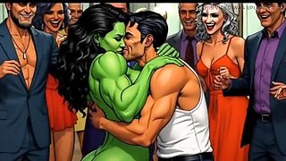 Slutty She-Hulk Nude Cartoon Lesbian Fuck with Muscular MILF in HD