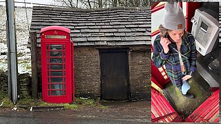 Cumming hard in public red telephone box with Lush remote