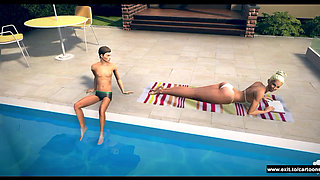 seductive stepmom by the pool