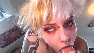Black Lipstick - Goth Makes Her BF a Spit Filled BJ Video