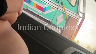 Desi Wife Sex with Truck Drivers in Car