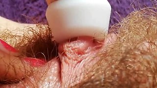 Extreme Close-Up Big Clit Orgasm: Rough Vibrator On Huge Clitoris