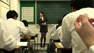 Pantyhosed Asian teacher in desperate need of a deep fucking