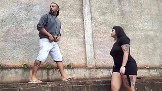 Free Porn Curvaceous brunette is sucking a strangers dick outdoors and  getting fucked very hard, in return - soPornVideos