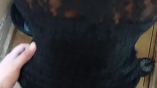 Black Slut Doggystyle and Blowjob White Man in Black Sexy Dress