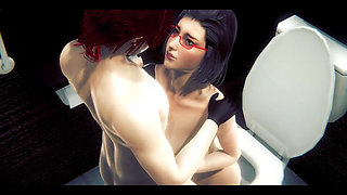 Hentai Uncensored - Having Sex with a Futanari Girl in a Toilet - Japanese Asian Manga Anime Film Game Porn