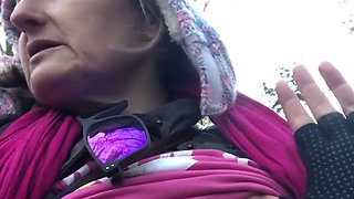 It's Rather Nippy Out! Playing with My Boobs and Bush During a Freezing Walk in the Woods!