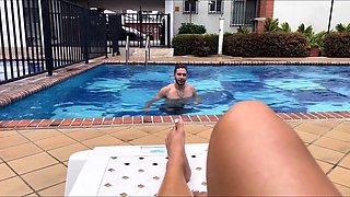 I Seduce my Neighbor Brian Evansx in the Pool to Fuck my