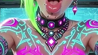 Cyberpunk Style Women Bouncing Boobs, Ai Animation