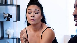 Black bull fills Asian milf's hungry cunt with his meat pole
