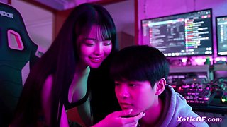 Tattoed Korean Stepsis is a Gamer Girl who Loves her Stepbro Huge Cock