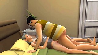 Son-In-Law Plumbs Sleeping Mummy After Jerking In Front Of The Computer