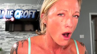 Milf rubs her clit during doggystyle hardcore sex