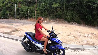 Motobike ride for Thai GF and home sex