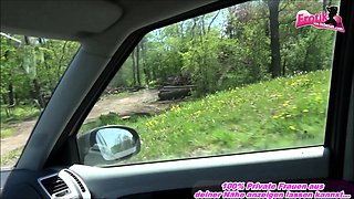 German outdoor hitchhiker 18yo teen fucks in car amateur