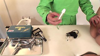 Bad Doctor Visits a Sexy Brunette and Puts a Vibrator on Her Wet Pussy