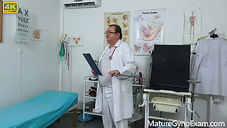 Old perverted doctor fingers and fists his naked patient