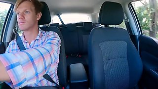Uber Driver gets Ride of Life!!! THREESOME in the Car -