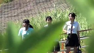 Japanese students pissing while filmed