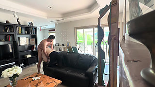 Chinese stud Yummy Jimmy fucks stripper Slutty Kitty in the living room
