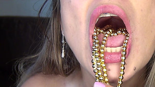Swallowing and Putting Golden Pearls in My Vagina