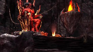 Inferno. Hot sex in hell. Devil fucks hard young sexy slave