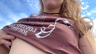 Girl Shows Her Tits and Pussy Outdoors