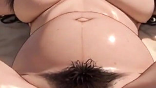 Pregnant Beach Exhibition - Hairy Pussy Tanning & Craving Sperm