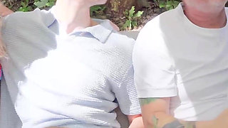 Camping Fucking with 2 Men and 2 Women with Double Blowjob, Cum in the Mouths and on the Tits