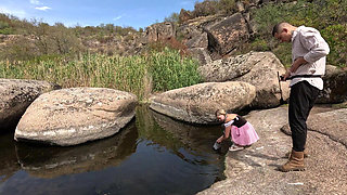Corset Maid Spanked Hard in Canyon Punishment