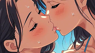 AI Anime Hentai Uncensored, Uncensored video of Lesbian MILF Kissing, 3D Hentai Gangbang Cartoon on closeup by Kiidzy Animates