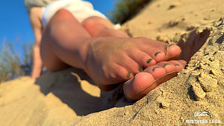 Beach Ignore: My Sandy Nylon Soles in the Sun, Lazily Teasing You