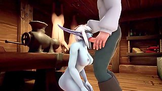 Elf gets it on with a night elf in the kitchen in this Warcraft parody