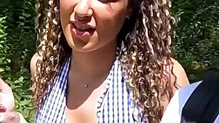 Italian Girl Makes a Cock Cum in the Park Telling Him How to Jerk off!