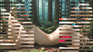 Beautiful Nude Elf Woman Gentle Lotion Clit Teasing in Pine Forest
