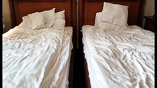 threesome meeting in a hotel, my cuckold husband watches me blow his friend's dick