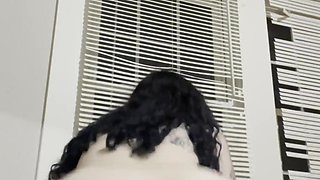 Goth girl twerks herself numb waiting