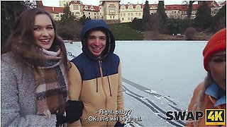 Stacy Cruz, Charlie Dean And Veronica Leal In A Sunday Walk Ended Up As Having A Hot Girl With In Our Bed, It Was Her First Threesome