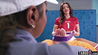Two femboy cheerleaders fuck the sexy black college doctor