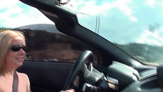 Outdoor anal solo and masturbating blonde