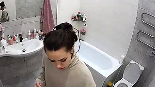 Sexy black amateur caught taking a shower on hidden cam