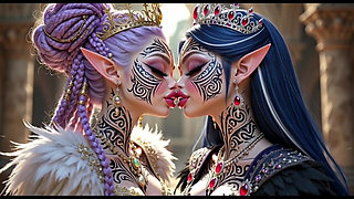 Beautiful Elves Princess Kissing, Ai Animation