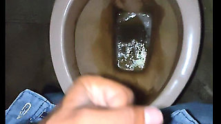 Masturbating in toilet and big cumshot