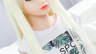 Mini Love Doll has big boobs young Blonde for Blowjob or Anal Creampie