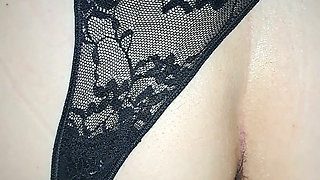 Plug under her underwear and fuck her pussy and cum on her underwear